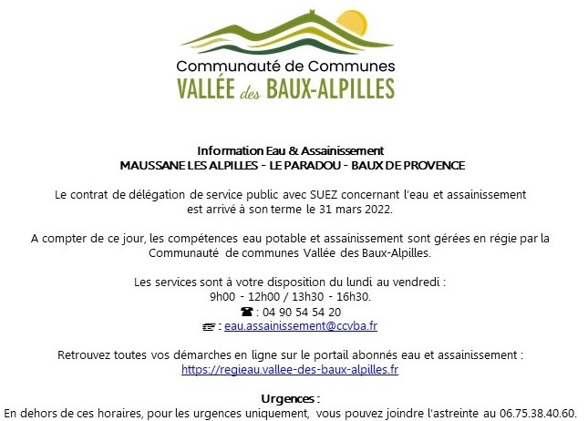 Affiche d'information de La communauté de Commune